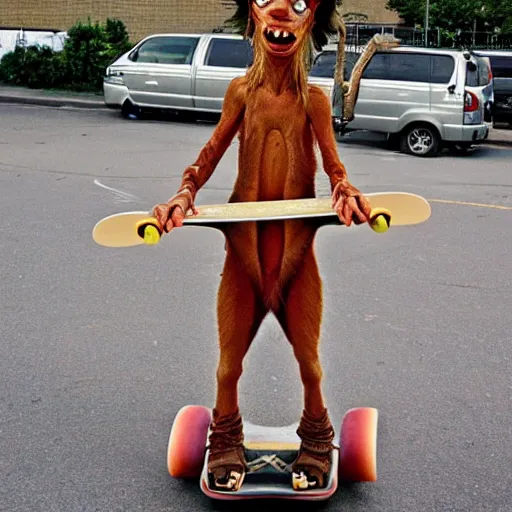 Image similar to jar jar binks on a skateboard