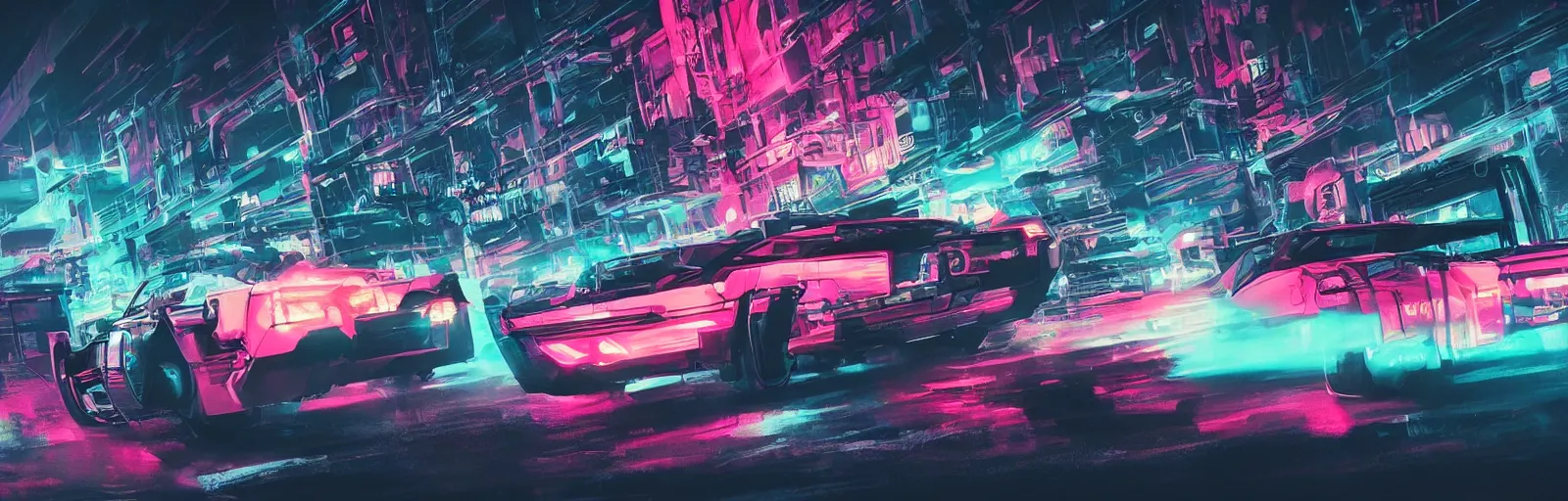 Gorgeous Women 80s Vice City Synthwave Miami Landscape Artstation Winner