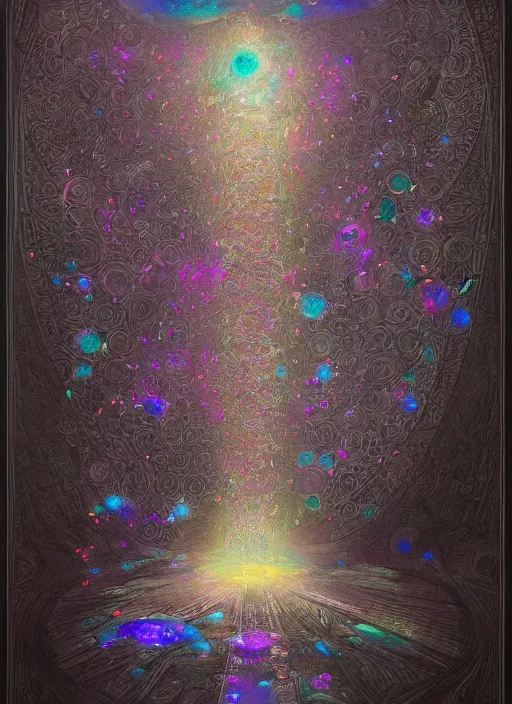 Image similar to inner schema of soul is an occult graph made of iridescent bubbles, trending on ArtStationHQ, hyperdetailed DnD painting by Dariusz Zawadski and Greg Rutkowski and James Gurney