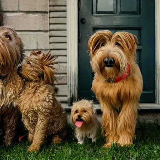 Prompt: a family of wheatens in a Wes Anderson film