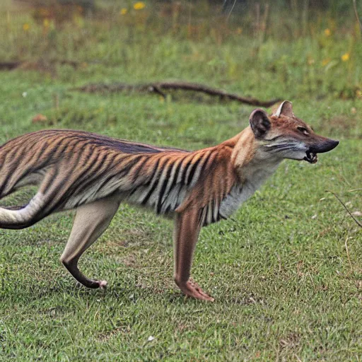 Image similar to a thylacine roaming through suburbs of united states