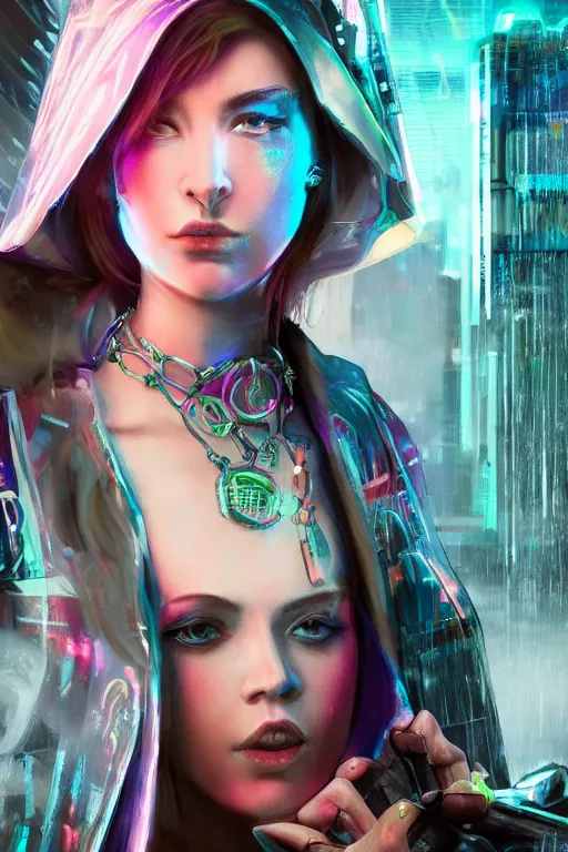 Image similar to 4k hyperreal cyberpunk high priestess