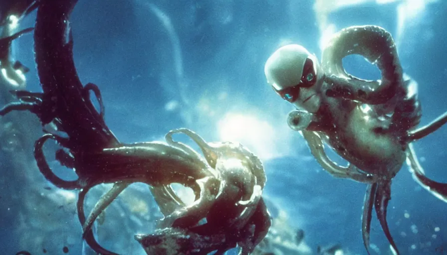 Image similar to Big budget movie by James Cameron about a squid attacking Tokyo