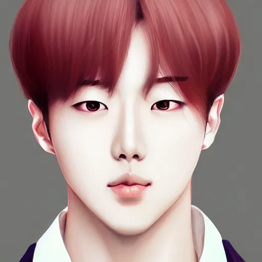 Image similar to jin from bts, elegant, ultra highly detailed, digital painting, smooth, sharp focus, artstation, art by Sakimichan