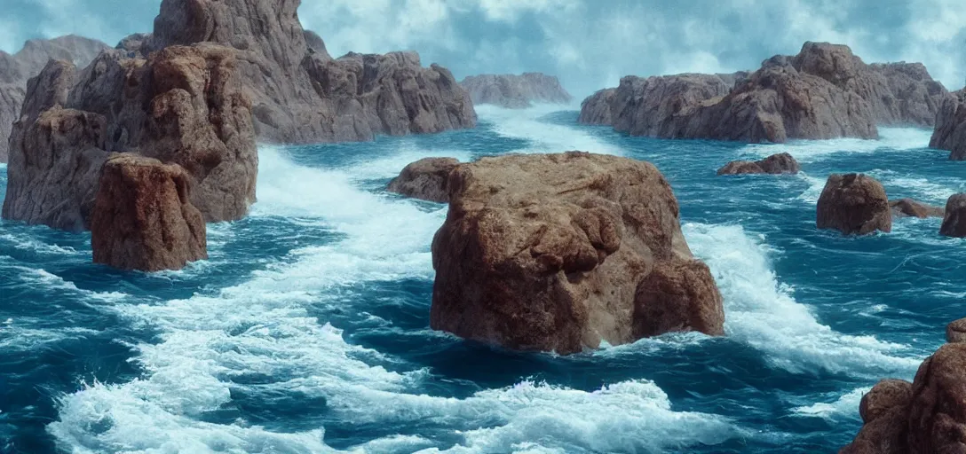 Image similar to a very high resolution image from a scene where moses splits the two seas apart. beautiful scenery. photorealistic, photography, directed by tod howard