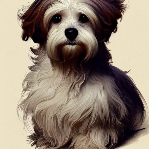 Image similar to beautiful detailed picture of a havanese dog, radiant light, art nouveau, intricate, elegant, highly detailed, my rendition, digital painting, artstation, concept art, smooth, sharp focus, illustration, art by artgerm and greg rutkowski and alphonse mucha