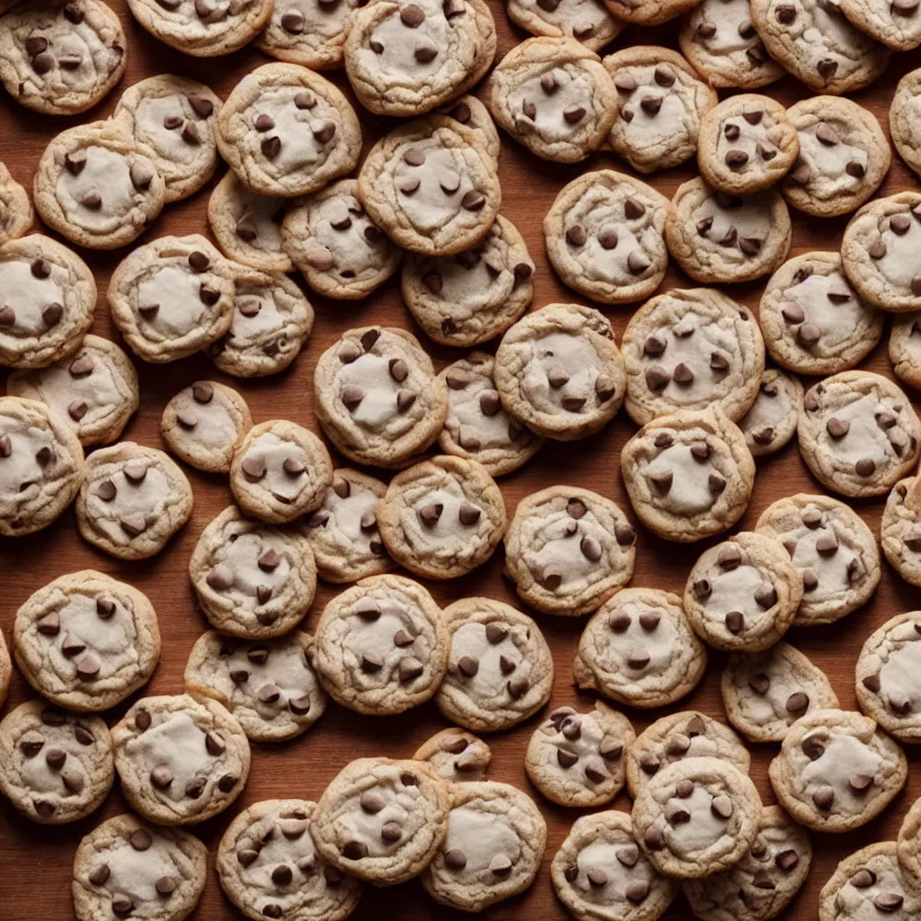 Image similar to close - up view of cute cookies on top of a wooden table, 8 k, high detail, photorealistic, proper shading