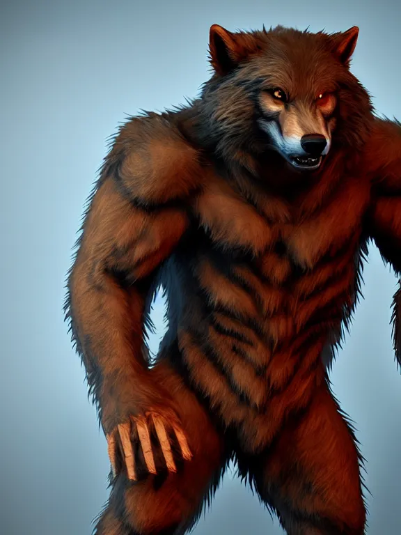 Image similar to cute handsome cuddly werewolf from van helsing unreal engine hyperreallistic render 8k character concept art masterpiece orange