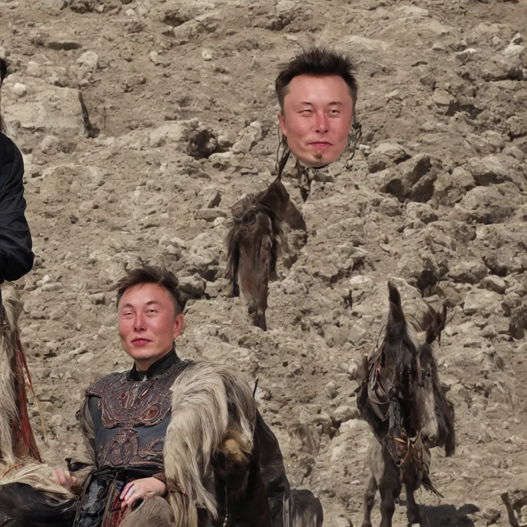 Image similar to ancient mongolian elon musk