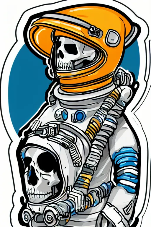 Image similar to A portrait of a skeleton as an astronaut in space, sticker, colorful, illustration, highly detailed, smooth and clean vector curves, no jagged lines, vector art, smooth