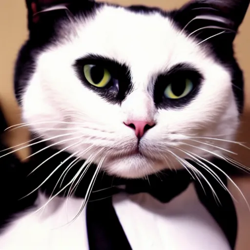 Prompt: a photo of a cat in a tuxedo