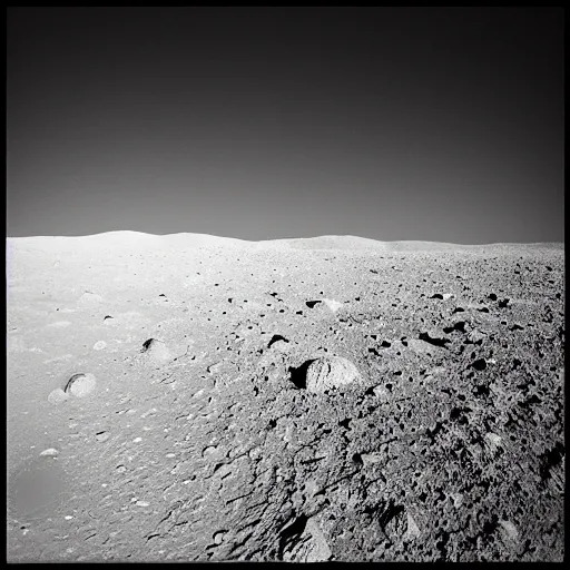 Image similar to “ lunar landscape, earth in distance photograph in high quality black and white lens 2 8 mm looking to horizon ”