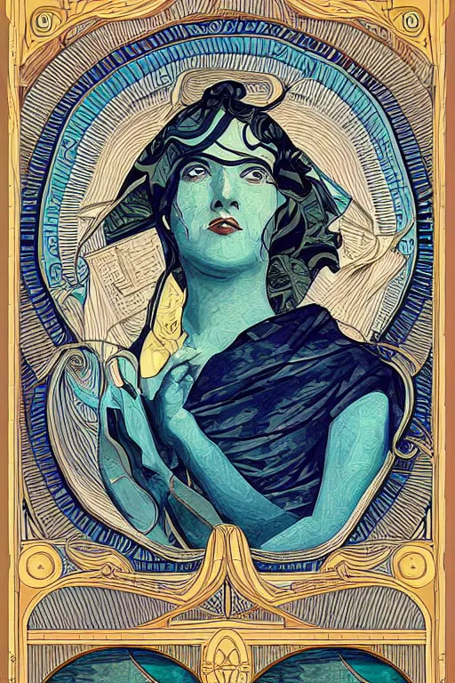 Image similar to Ship of Theseus, completely new, in art nouveau style, digital art, hyperrealistic