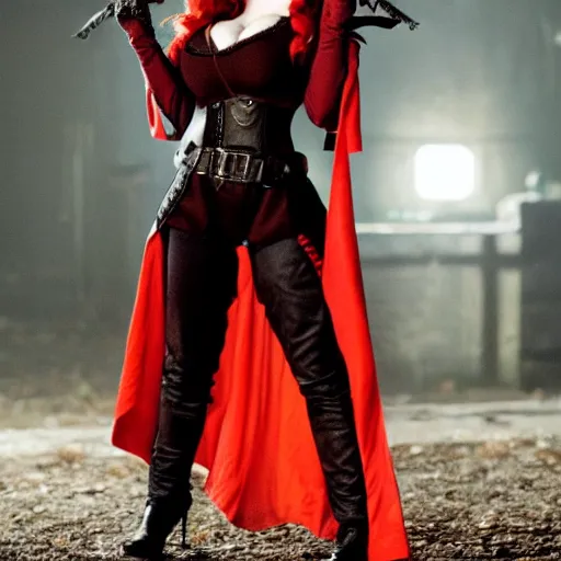 Image similar to full body photo of christina hendricks as a vampire rogue warrior