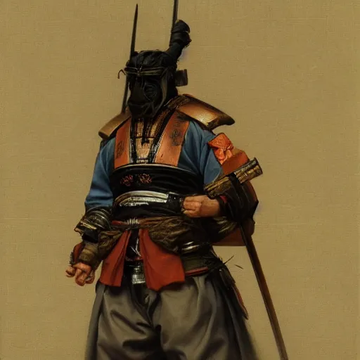 Prompt: a samurai by roberto ferri