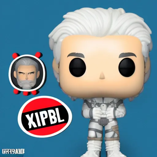 Image similar to funko pop, white man with blonde hair, xqc, 3d character model, funko pop, white background