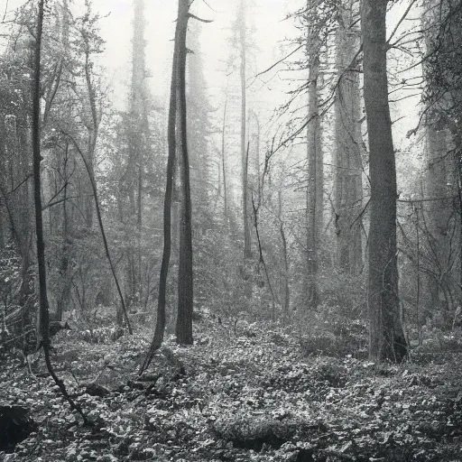 Prompt: A photograph of a forest in a radioactive wasteland