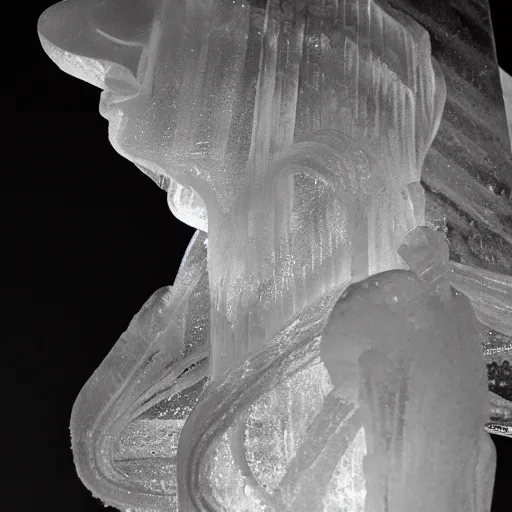 Image similar to B&W 35mm award winning photo - Ice Sculpture of Venus - Light from Above