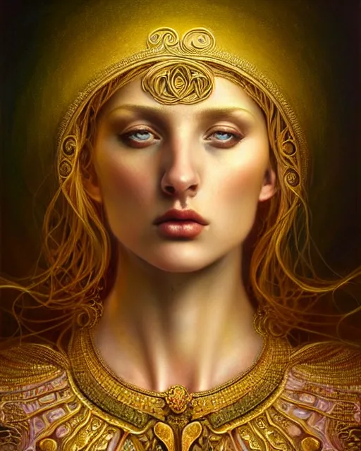 Prompt: portrait of the beautiful young aphrodite's, unusual beauty, esoteric, outworldly colours, head in focus, fantasy art, ornamental, intricate, elegant, highly detailed hyperrealistic painting, artstation, concept art, painterly, golden ratio, sharp focus, illustration, art by tomasz alen kopera