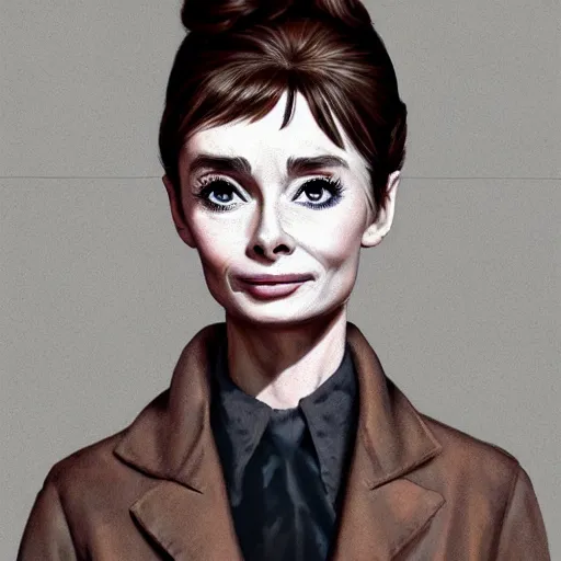 Prompt: a highly detailed epic cinematic concept art CG render digital painting artwork costume design: Audrey Hepburn as a mad scientist in a brown lab coat, with unkempt hair and crazy eyes. By Greg Rutkowski, Ilya Kuvshinov, WLOP, Stanley Artgerm Lau, Ruan Jia and Fenghua Zhong, trending on ArtStation, made in Maya, Blender and Photoshop, octane render, excellent composition, cinematic atmosphere, dynamic dramatic cinematic lighting, aesthetic, very inspirational, arthouse