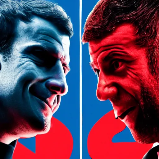 Image similar to emmanuel macron vs jean luc melenchon mma fight poster, versus, facing each other, artstationhd, artstationhq, cgsociety, r / art, movie poster