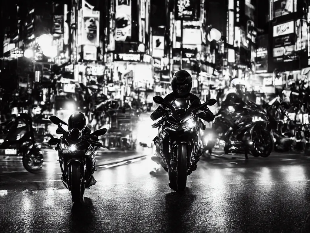 Prompt: a Photorealistic hyperdetailed hyper realistic dramatic moody Low angle night photograph of biker riding a GSX R1000 in the middle of busy shibuya crossing Tokyo,multiple light trails by Lindsay Adler,Beautiful dramatic very dark moody tones and lighting,cinematic atmosphere,photorealism,8K