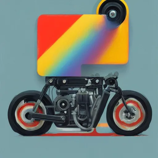 Image similar to 🌈 abstract motorcycle engine droid by atey ghailan and edward hopper