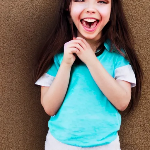 Prompt: a girl who has a bossy sort of voice, lots of bushy brown hair and rather large front teeth.