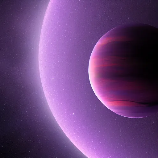 Prompt: a closeup of a lonely purple planet floating alone in the vast blackness of deep space, digital art, photorealistic, detailed, trending on artstation, closeup photo