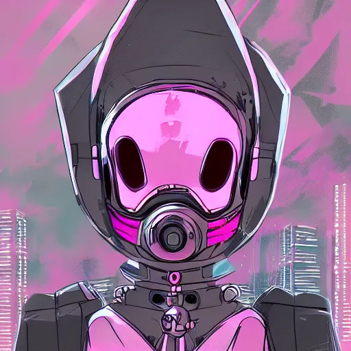 Prompt: cyberpunk pink easter bunnyas the leader of a futuristic communist nation, cybernetics, sharp lines, digital, artstation, colored in