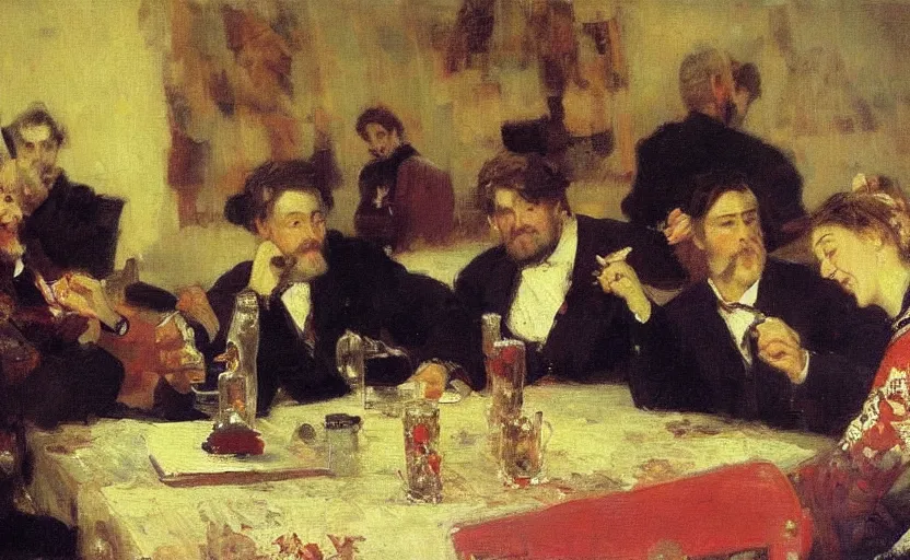 Image similar to high quality high detail painting by ilya repin, business meeting, hd