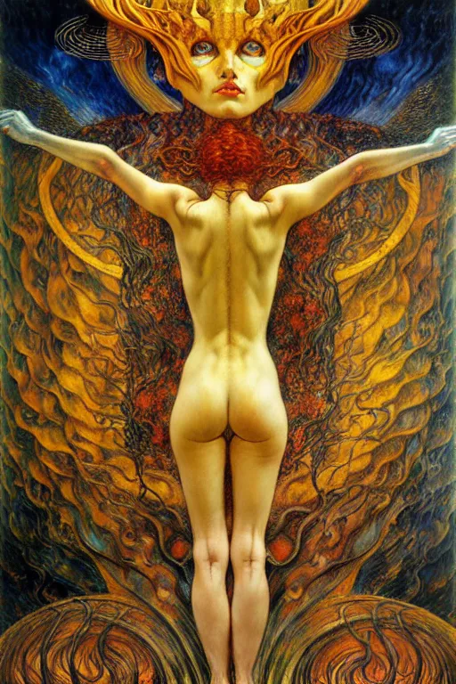 Image similar to Divine Chaos Engine by Karol Bak, Jean Delville, William Blake, Gustav Klimt, and Vincent Van Gogh, symbolist, visionary