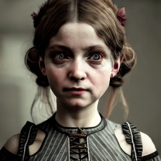 Prompt: photo of cute victorian girl, ultra realistic, concept art, intricate details, dark vibe, highly detailed, photorealistic, octane render, 8 k, unreal engine,