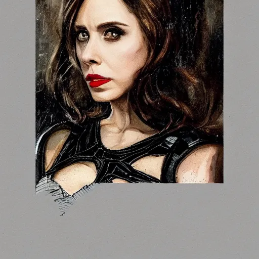 Image similar to alison brie as black widow, intricate, elegant, highly detailed, richard schmid