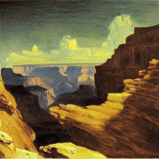 Image similar to Grand Canyon scene by Goya. FROG! FROG! FROG! FROG!