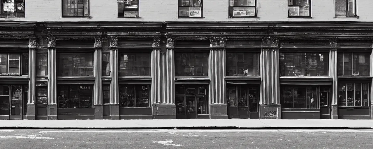 Prompt: building facade. storefronts. city block. new york