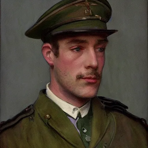 Prompt: portrait still of a ww 1 army surgeon, art style by millais,