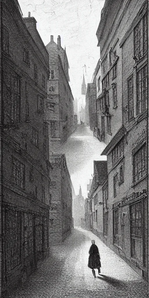 Image similar to shallow street in london 1 6 5 0, so many thrash, german expressionism, black and white, photorealistic style, scretch, dust, grain, creepy