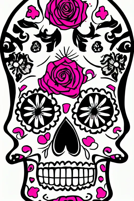 Prompt: illustration of a sugar skull day of the dead girl, art by necrolord