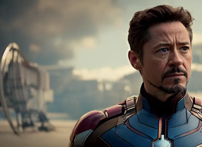 Prompt: film still of Joseph Gordon-Leavitt! as Tony Stark in Avengers Infinity War, 4k