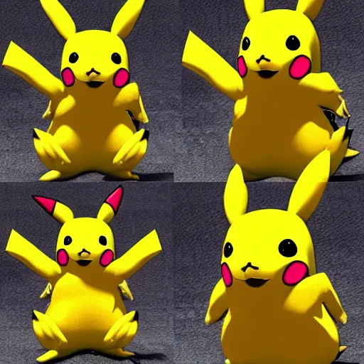 Prompt: 3 d pikachu, dark souls 3 style