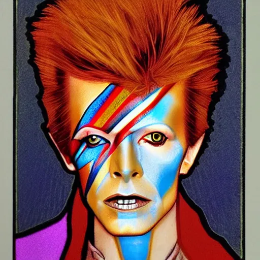 david bowie as aladdin sane, mucha style, | Stable Diffusion | OpenArt