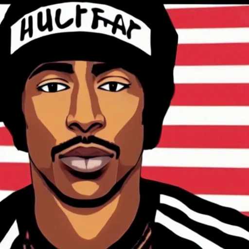 Image similar to Tupac Shakur, screenshot from a 2012s anime