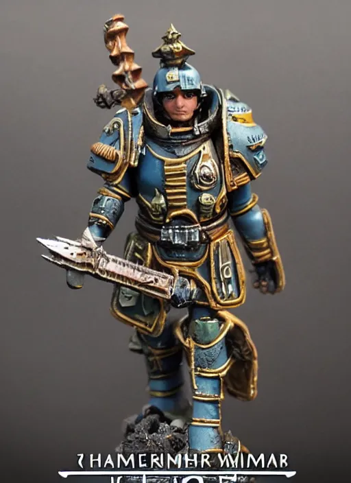 Image similar to 8 0 mm resin detailed miniature of a warhammer 4 0 k futuristic roman warror, product introduction photos, 4 k, full body,