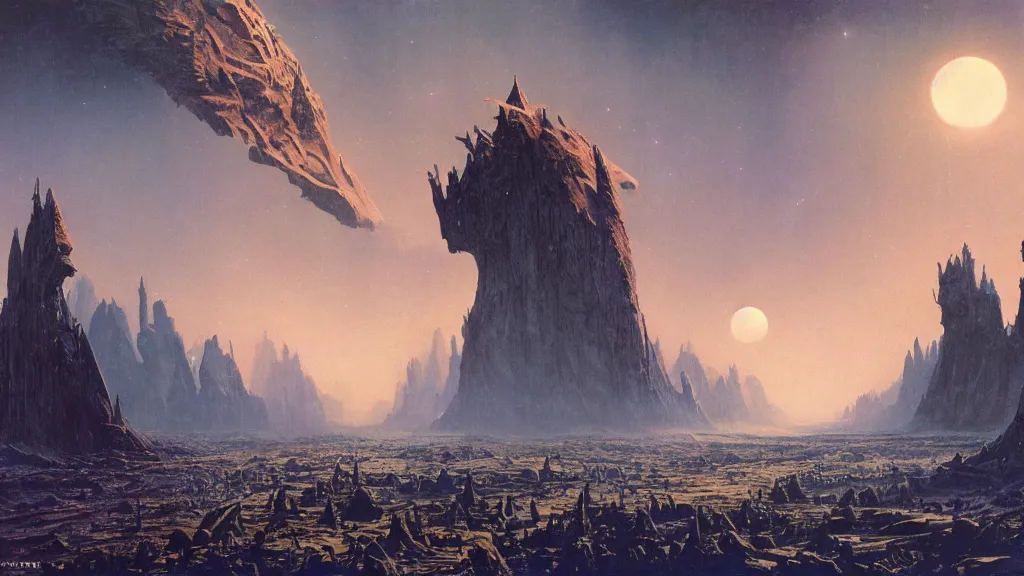 Image similar to alien planet, an empire in upheaval by arthur haas and bruce pennington, cinematic matte painting