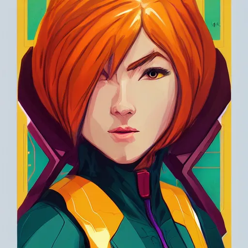 Prompt: portrait of beautiful Samus Aran, League of Legend illustration by Sachin Teng