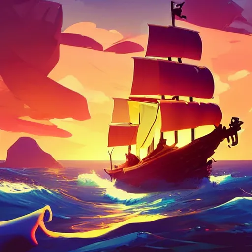 Image similar to painting treasure on sea of thieves game smooth median photoshop filter cutout vector, behance hd by jesper ejsing, by rhads, makoto shinkai and lois van baarle, ilya kuvshinov, rossdraws global illumination