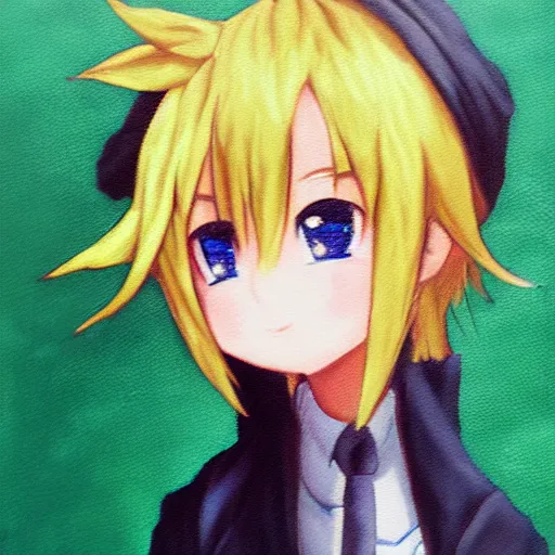 Image similar to oil painting of cute kagamine len, by ixima