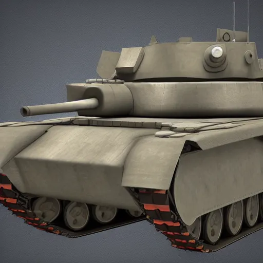 Image similar to main battle tank blueprint scuffed top down side view