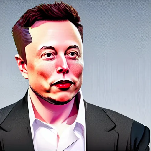 Image similar to low polygon render of elon musk on a white background, isometric 3 d, ultra hd